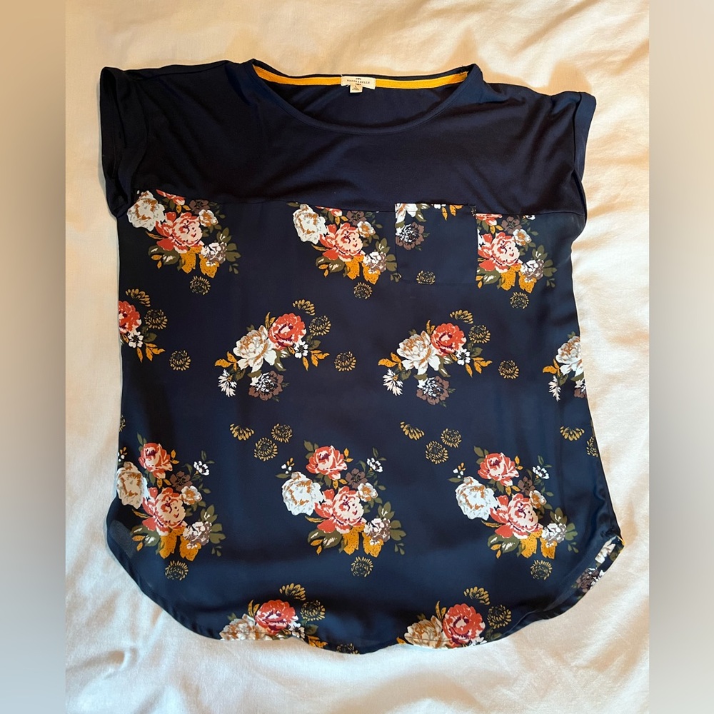 Navy Floral Blouse